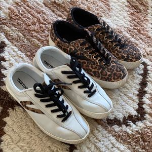 Tretorn leopard print white sneakers (2 pairs)